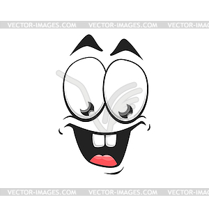 Cartoon face icon, wide smile facial emoji - vector clipart / vector image