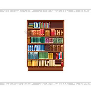 Bookcase icon, library shelf with books - vector clipart