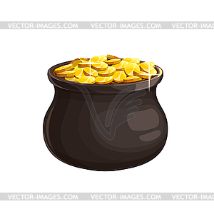 Pot of golden coins Patricks Day icon - vector clipart