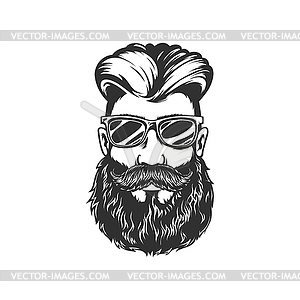 Bearded hipster in glasses, stylish man haircut - vector clipart