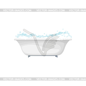 Hot bathtub with foamy bubbles, bathroom object - vector image