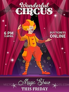 Shapito circus poster, cartoon clown character - vector EPS clipart