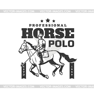 Horse polo sport, jockey equine rides tournament - vector clipart