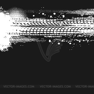 Tire traces, wheel tracks marks, car tyre treads - royalty-free vector image