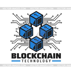 Блокчейн, значок технологии оплаты криптовалюты - векторное изображение EPS