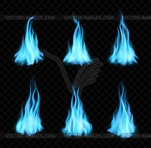 Natural gas burning blue flames, bonfire set - vector EPS clipart