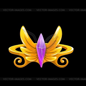 Magic ring with golden wings and pink gemstone - royalty-free vector image