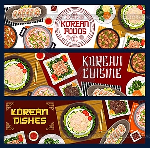 Korean cuisine restaurant meals posters - vector clipart