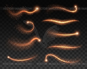 Golden stardust, glitters, transparent background - vector image