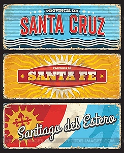 Argentina provinces travel grungy tin signs - vector image