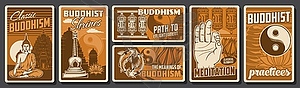 Buddhism religion practices posters - vector clipart