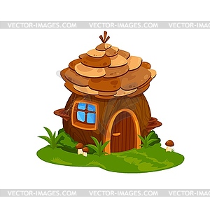 Fairy wooden house or dwelling of wizard, home - vector clip art