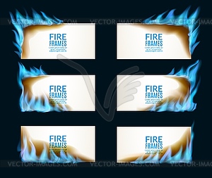 Burning paper banners with natural gas flames - vector clipart