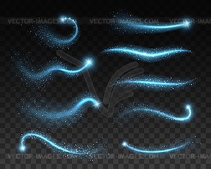 Magic blue sparks, glitters and space stardust - vector image