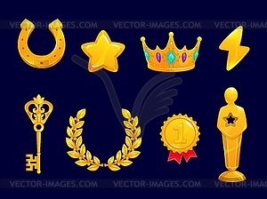 Golden game assets, cartoon rate elements - royalty-free vector clipart