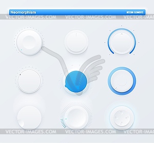 Круглые кнопки уровня мобильного приложения Neomorphic UI Kit - изображение в векторе