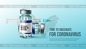 Coronavirus vaccine or vaccination, vaccine bottle - vector clipart