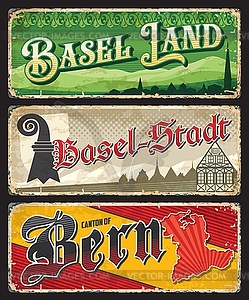 Basel Land, Basel-Stadt and Bern Swiss cantons - vector EPS clipart