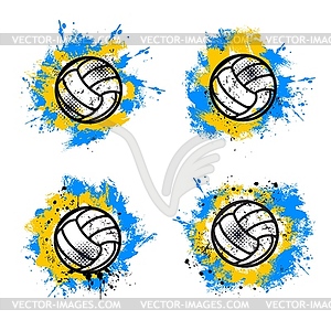 Volleyball team sport ball grunge banner - vector clip art