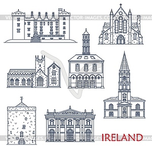 Ireland architecture, Kilkenny, Tholsel, Waterford - vector image