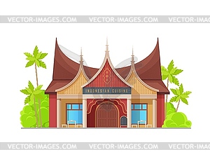 Indonesian cuisine restaurant architecture design - vector image