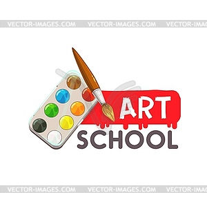 Painting art school, artist watercolor paint brush - vector clipart