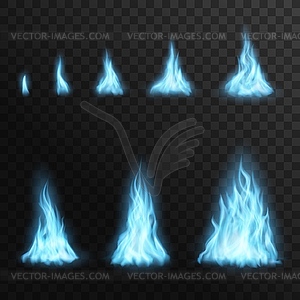 Burning gas blue fire flame, campfire blaze - vector clipart