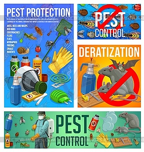 Pest control disinsection and deratization service - vector image