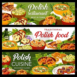 Polish cuisine restaurant dishes banners - vector image