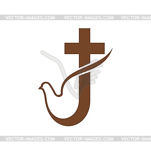 Christianity religion, church commune icon - vector clipart