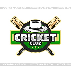 Спортивный клуб крикета, эмблема чемпионата турнира - векторный рисунок