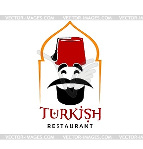 Turkish cuisine restaurant chef icon or emblem - vector image