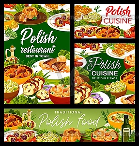 Polish food restaurant meals menu posters - vector image