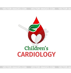 Childrens cardiology icon of heart health - royalty-free vector clipart