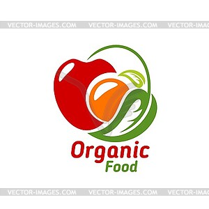 Organic food icon, emblem, eco food label - color vector clipart