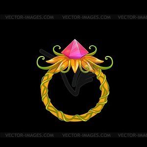 Magic ring with power of nature, jewelry - vector clipart