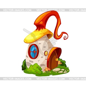 Fairytale magic mushroom house, cartoon building - vector image