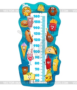 Диаграмма роста детей, персонажи мультяшныйов фаст-фуд - изображение в векторе / векторный клипарт