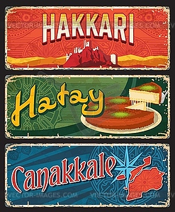 Hakkari, Hatay and Canakkale il province plates - vector clip art