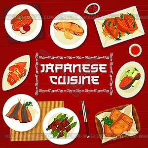 Japanese cuisine cartoon poster Japan meals - vector clipart / vector image