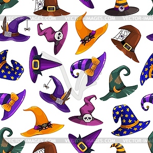 Witch hats seamless Halloween pattern - vector clipart