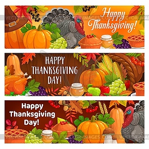 Happy Thanksgiving holiday turkey autumnal harvest - vector clip art