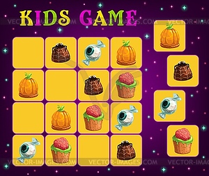 Sudoku game for kid template with Halloween sweets - vector clipart