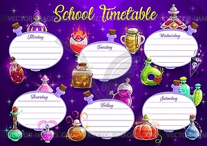 School timetable or education schedule with potion - vector clip art