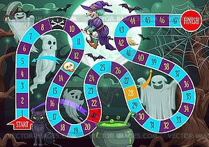 Kids step path board game Halloween theme - royalty-free vector image