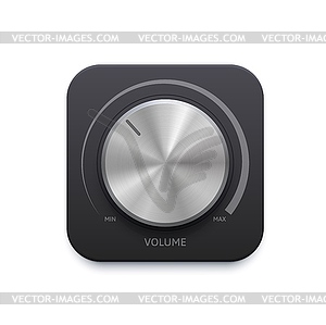 Металлический музыкальный звук, круглая кнопка, регулятор громкости - изображение в формате EPS