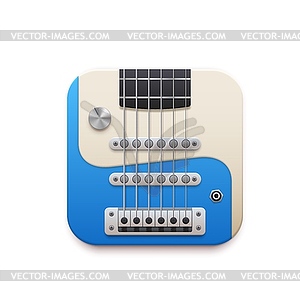 Electric guitar music app interface, icon - vector image