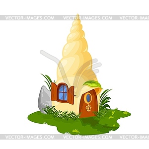 Сказочный дом из ракушек, жилище гнома или гнома-эльфа - векторизованное изображение