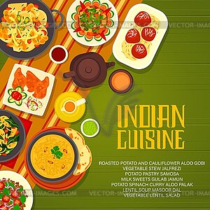 Indian restaurant menu cover, spice vegetable food - royalty-free vector clipart