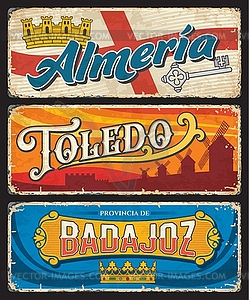 Ameria, Toledo and Badajoz spanish provinces plate - vector clipart / vector image